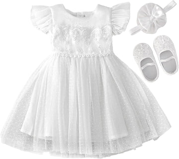 Flower Baby Girl Dresses Baptism Outfits with Shoes Set