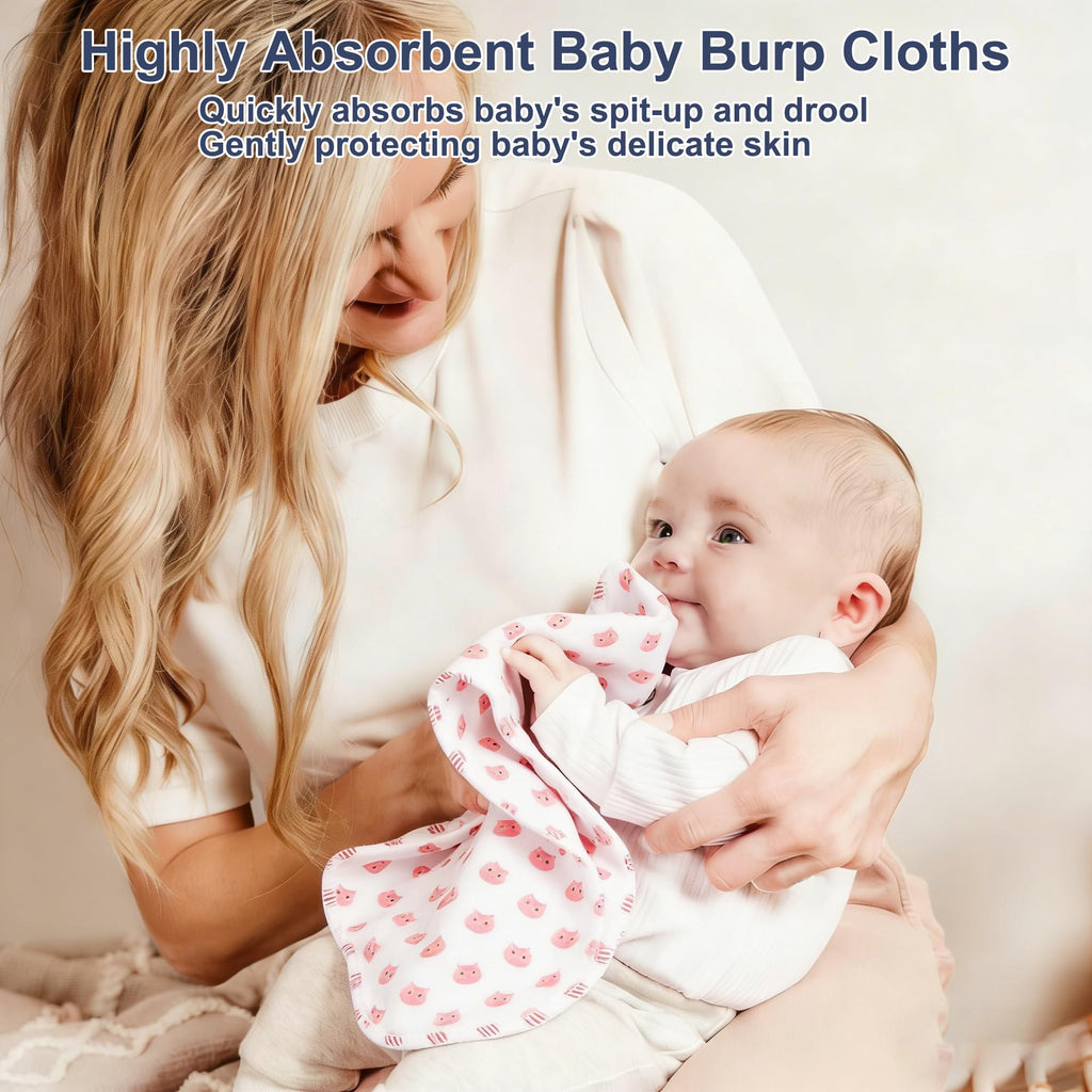 10-Pack Burp Cloths for Baby Boys and Girls - Organic Baby Burp Cloth,Baby Washcloths, Burp Rags, Large Neutral Burp
