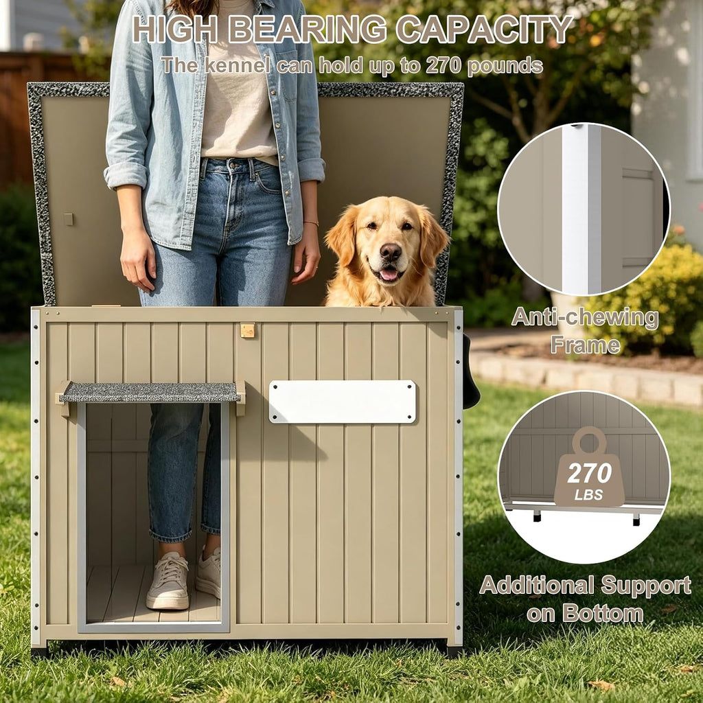 43" L Wooden Dog House Outdoor for Small & Medium Dogs Kennel
