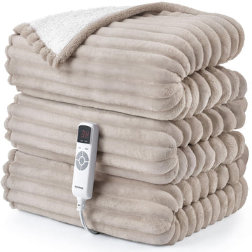 Electric Heated Blanket Twin 62x84'', ETL & FCC Certified, Linen