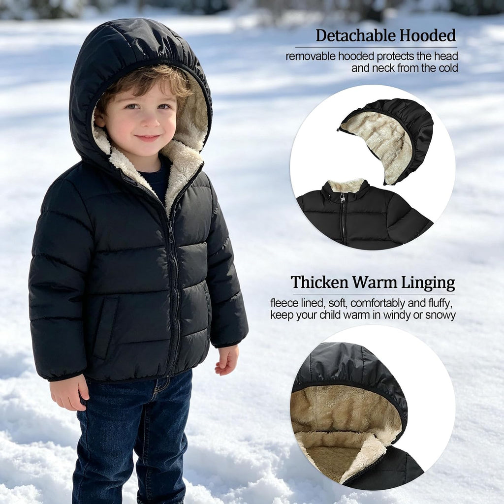 Baby Girls Boys' Winter Fleece Jackets with Hooded Toddler Warm Lined Coat Outer Clothing 1-6 Years
