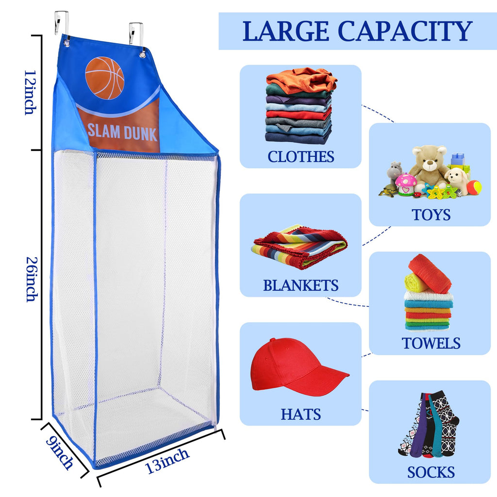 2 Pack Over the Door Laundry Hamper, Hanging Basketball Basket