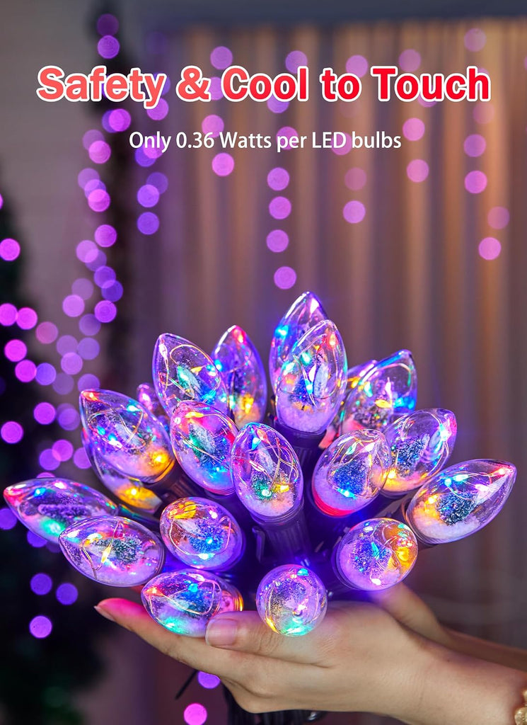 C9 LED Christmas Lights Outdoor, 45 Ft C9 String Lights with 40 Shatterproof LED Bulbs, 3 Light Mode, Connectable
