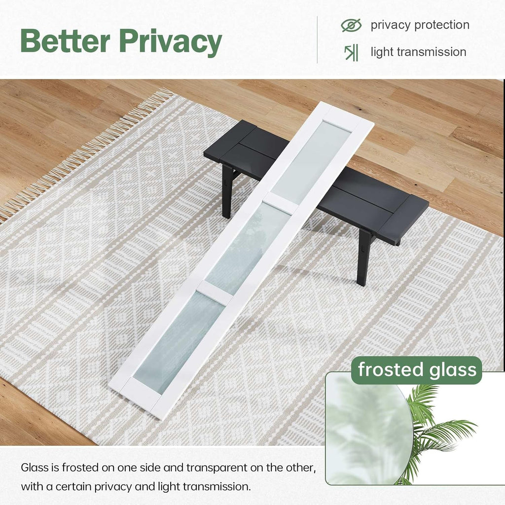 Bifold Doors for 32"×80-3/4" Opening, Preassembled White Frosted Glass Folding Barn Door, Sliding In