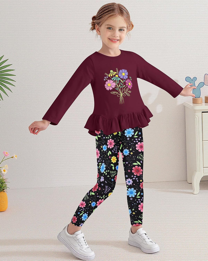 Girls' clothing sets Fall Long Sleeve Top Pants Set