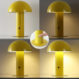 10.75" Yellow Rechargeable LED Mushroom Table Lamp, Cordless Portable Bedside Lamp Bedroom