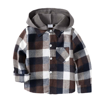 Boy Clothes Fall Plaid Flannel Button Down Shirt