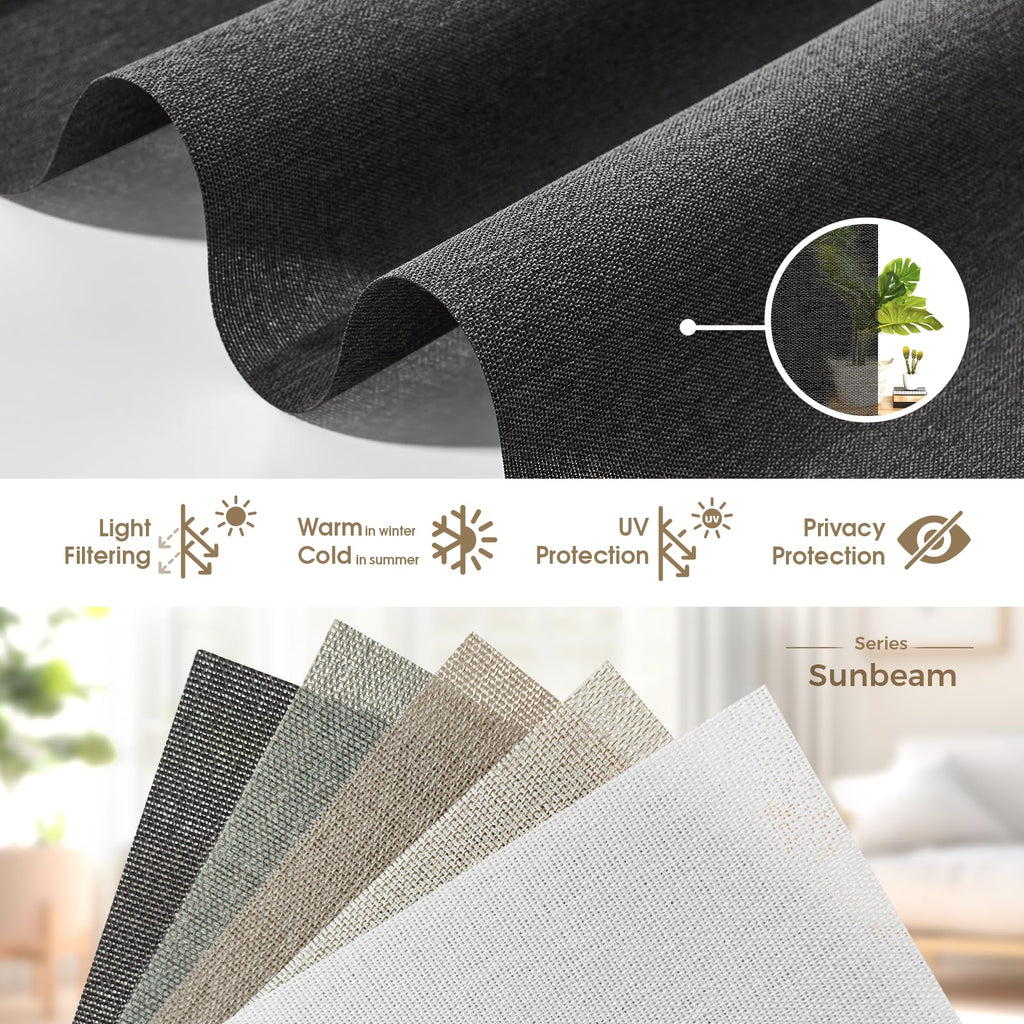 Motorized Blinds with Remote, Light Filtering Smart Roller Shades