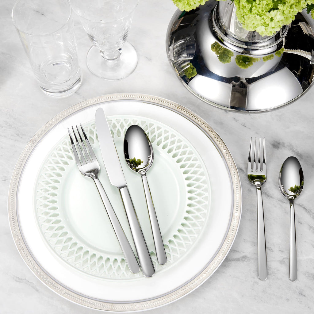 Premium Aline 20/45/65-Piece Modern Silverware Set (45, Silver)