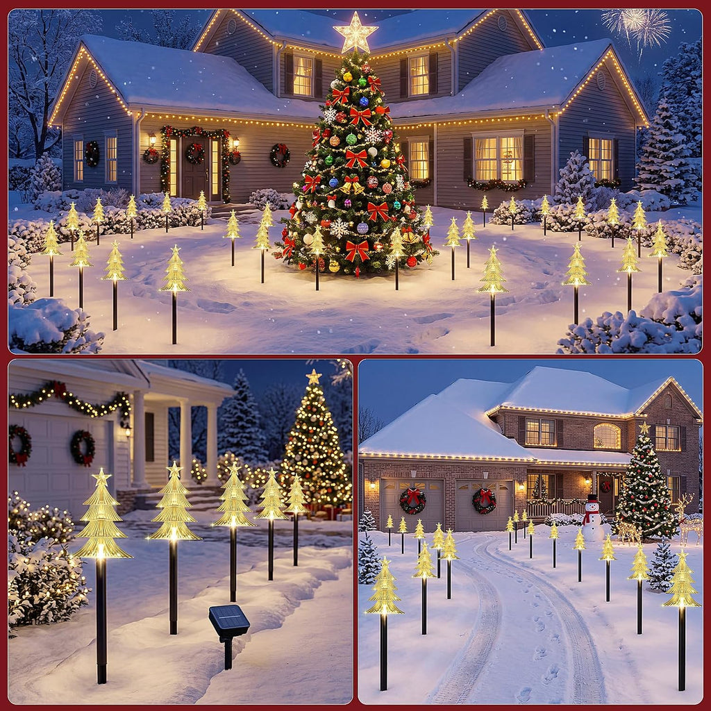 Solar Christmas Tree Pathway Lights Outdoor Decorations, 5 PCS