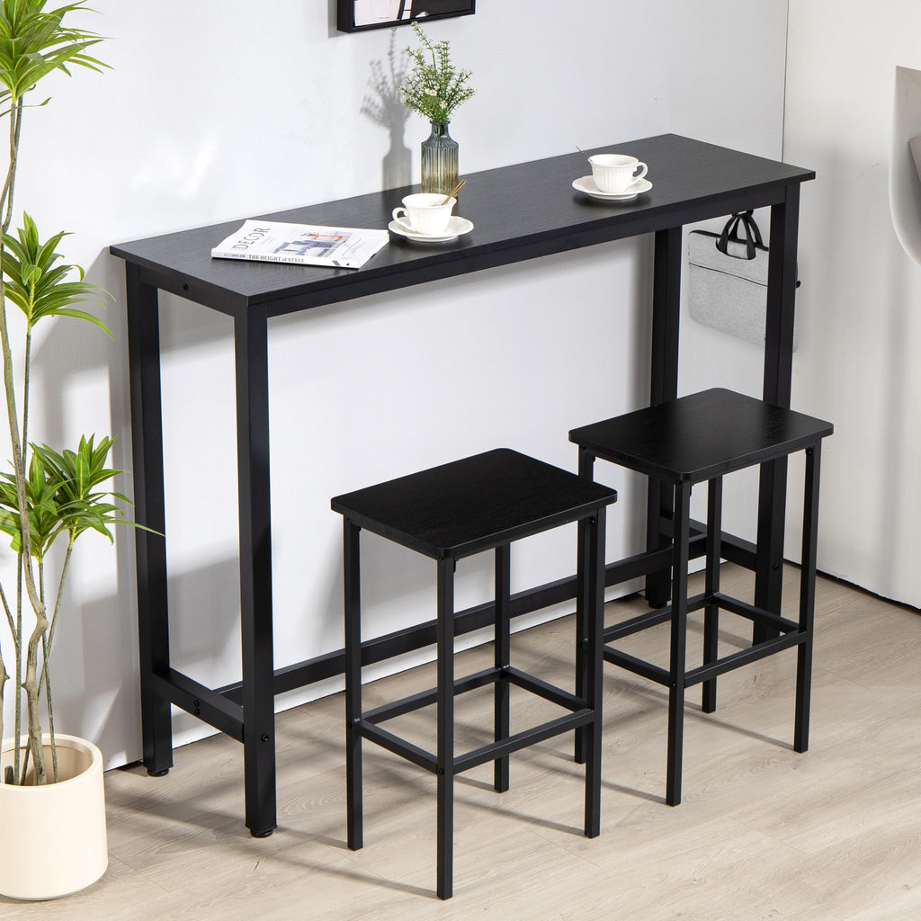 52.7" Industrial Bar Table Set with 2 Stools - Counter Height Dining & Pub Table for Small Spaces, Kitchen