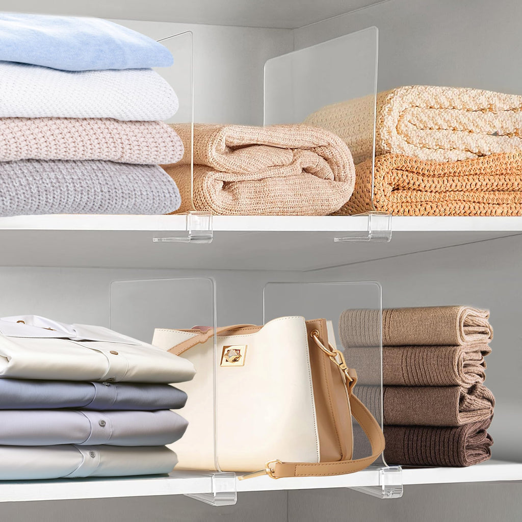 11 Inches [Extra Tall Version] Clear Shelf Dividers for Closet Organization and Storage, 6 Pack Purse Organizer for