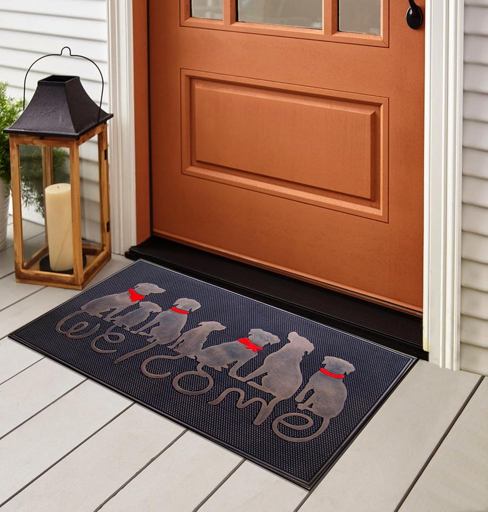 A1HC Rubber Welcome Doormat for Outdoor Indoor Entrance, Non-Slip Backing Front Door Mat for High Traffic Area Use
