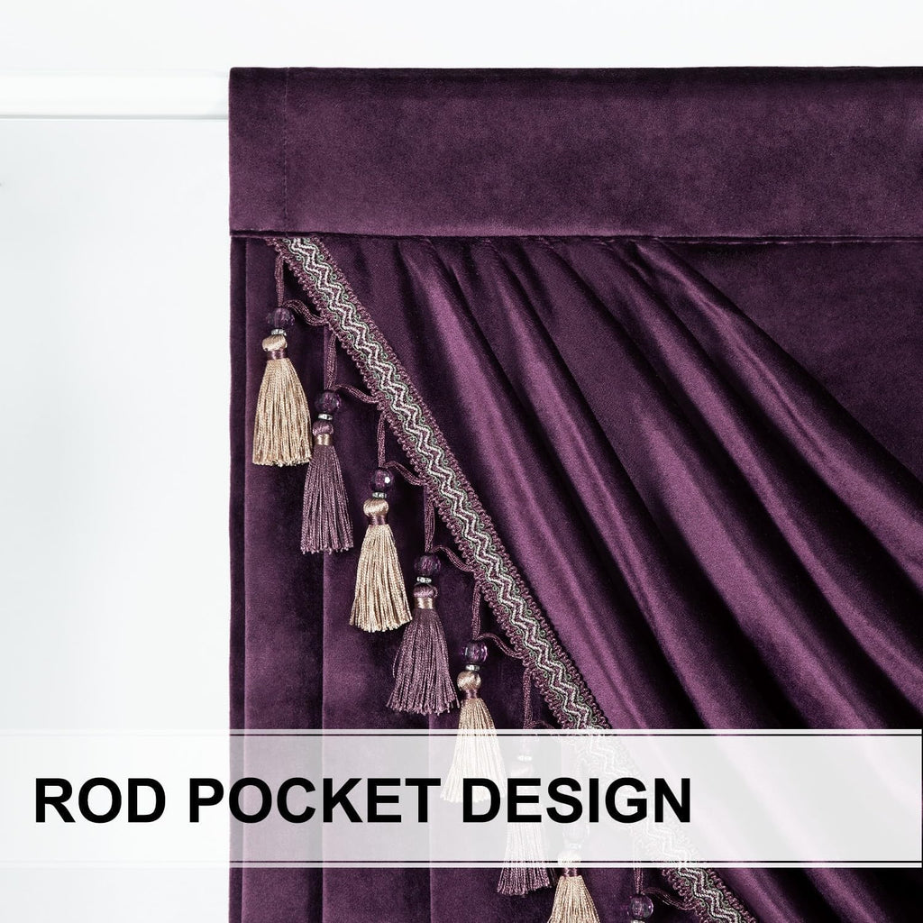Luxury Vintage Style Velvet Valances, 79 Inches Wide Soft Touch Waterfall Valance, Decorative Swag Curtain Panels for