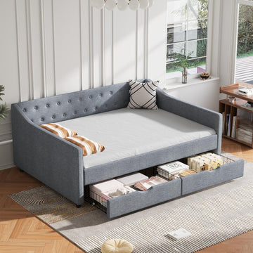 Upholstered Full Size Daybed with Drawers