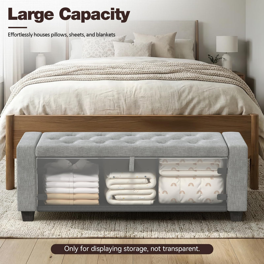 48" Ottoman Bench with Storage, Gray