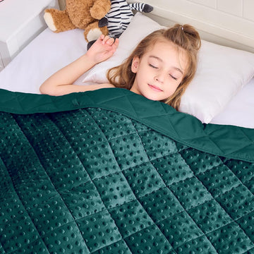 Green Weighted Blanket 7lbs, 40"x60", Breathable Cooling Minky Heavy Throw Blanket for 60-90lbs, Soft Winter Thick