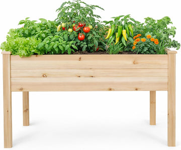 Expressions 48"x34" Raised Garden Bed - Elevated Wood Planter Box for Healthy Plant Growth, 440 lb Capacity - Natural