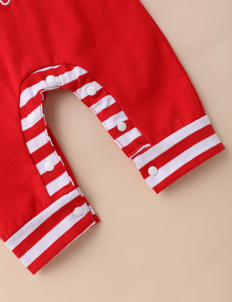 First Christmas Baby Boy Santa Claus Outfits Striped Long Sleeves Romper with Santa Hat 2PCS Outfits Christmas 6-9