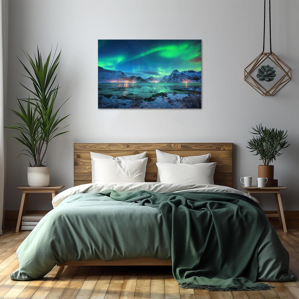 Alaska Canvas Wall Art Aurora Pictures Posters Northern Lights Decor Landscape Mountains Framed Prints Office Decor