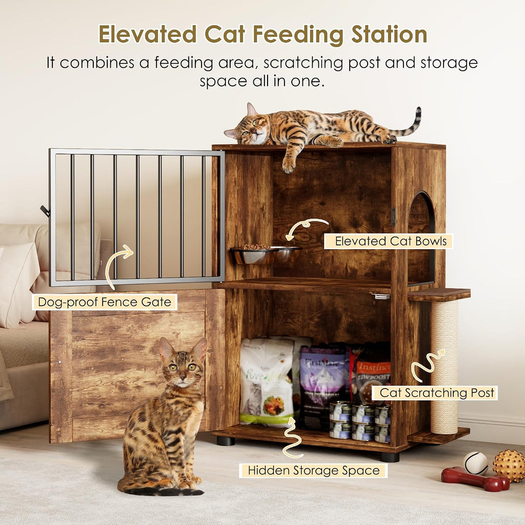 Dog Proof Cat Feeding Station, Dog Proof Cat Feeder, Cat Food Table, Vintage