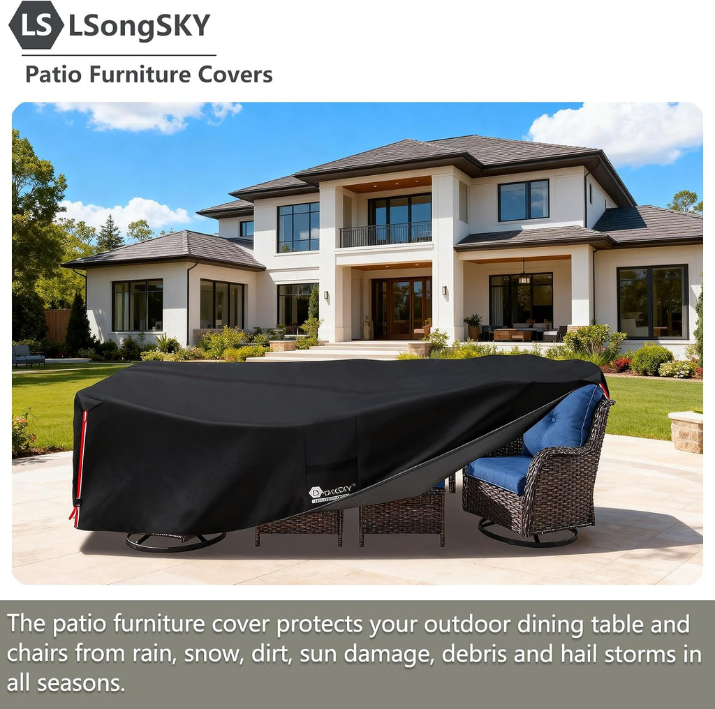 Outdoor Furniture Covers Waterproof,600D Heavy Duty Patio Furniture Covers for 6/7/8 PCS Sets Sectional Sofa Couch