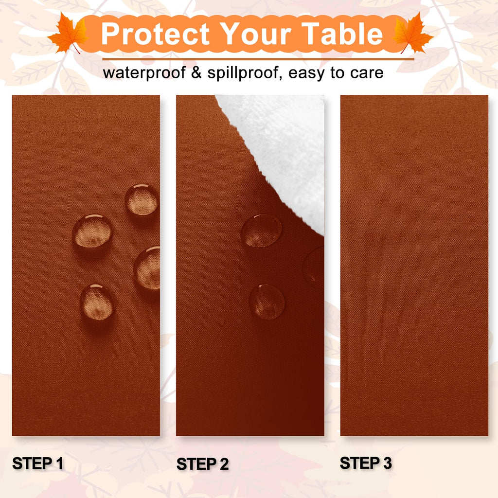 Fall Tablecloth for Rectangle Tables, Rust, 54 x 120 Inch, 1 Pack