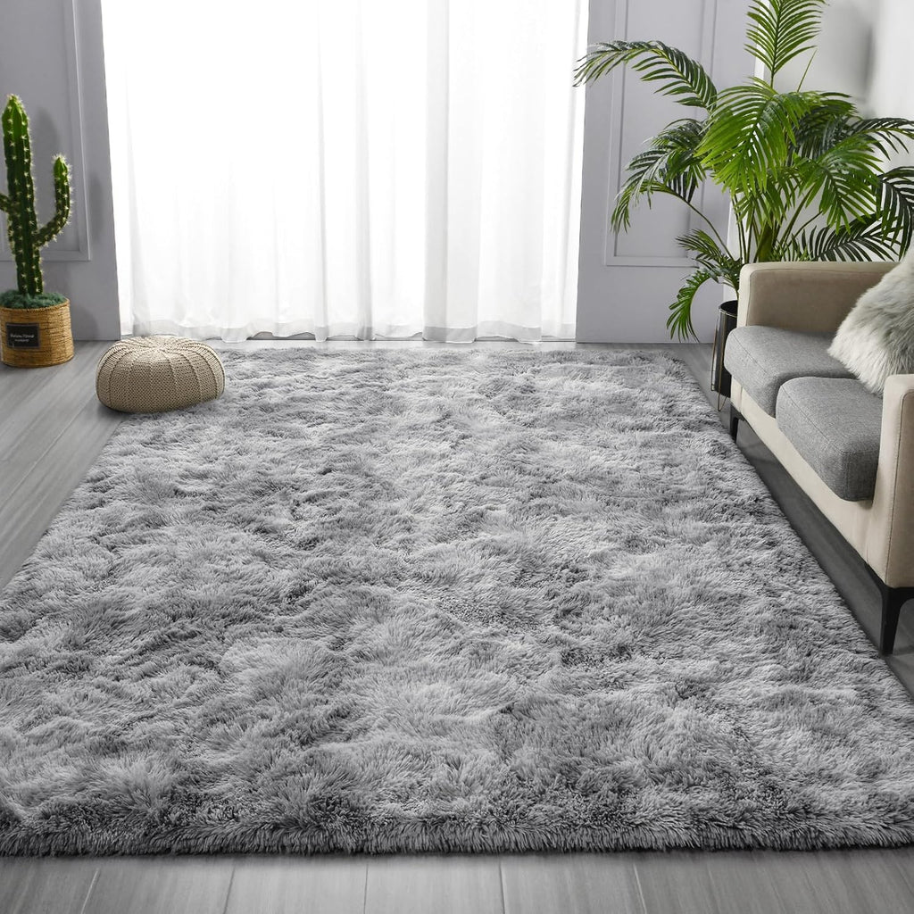 Large Shag Area Rugs 5 x 8, Tie-Dyed Plush Fuzzy Rugs for Living Room, Ultra Soft Fluffy Furry Rug for Bedroom