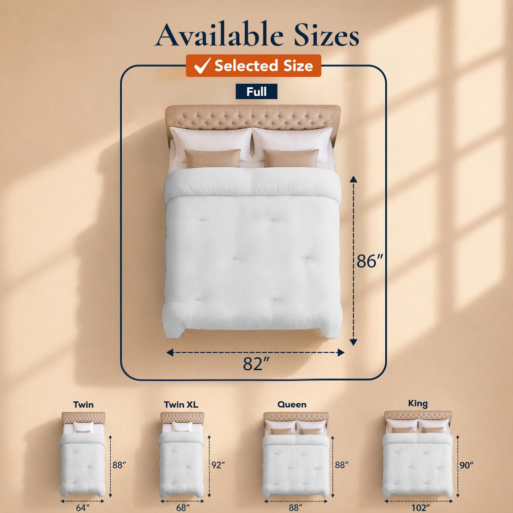 Full Size Duvet Insert, White, Comforter, 82 x 86 Inches