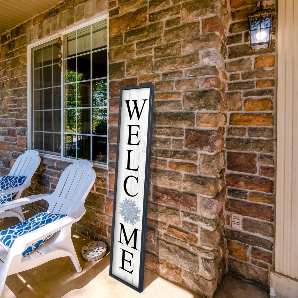 Interchangeable Welcome Sign for Front Porch Door, 45"X9" Black