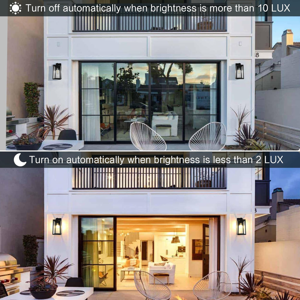 13" Dusk to Dawn Sensor Outdoor Wall Lighting, Large Wall Sconce 2 Pack