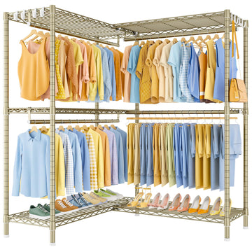 E15 Pro Garment Rack L Shaped Clothes Rack for Corner,Freestanding Clothing Racks for Hanging Clothes,Heavy Duty