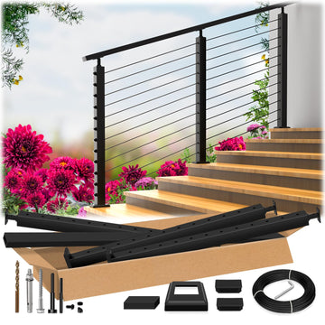 4ft-8ft Modular 42in Cable Railing System for Stair with Handrail