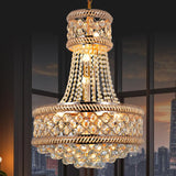 9 Light Luxury Crystal Chandeliers, D19 Inch Empire Gold Chandelier Hanging Light with Raindrop K9 Crystal for Living Room, Dining Room, Foyer, Entryway, Staircase A108-B0D78X2NF7