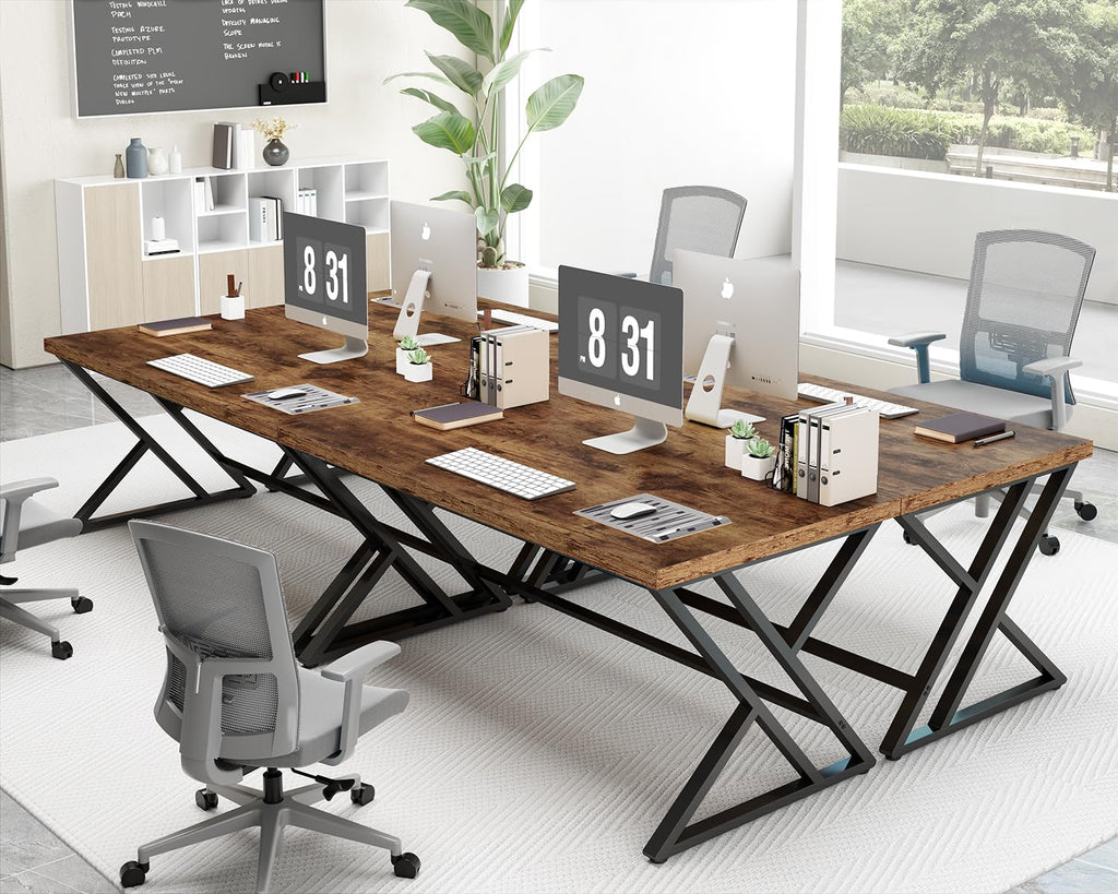 55 Inch Computer Office Desk Metal & Wood Writing Desks Rustic Brown