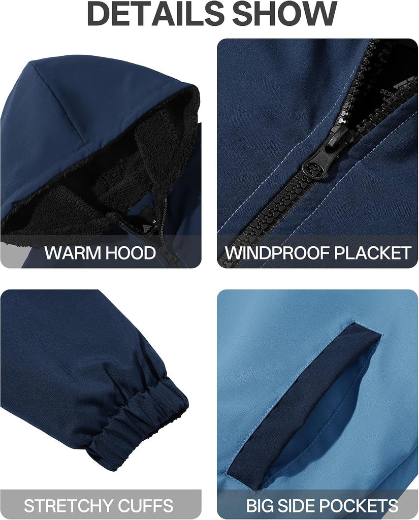 Boys Fleece Jacket Sherpa Lined Zip Up Hoodie for Kids