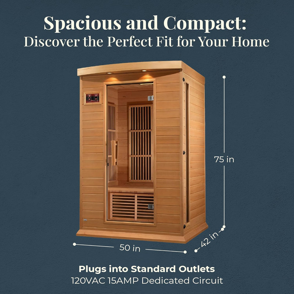 2-Person Low EMF FAR Infrared Sauna with Chromotherapy Lighting and Speakers, Maxxus Toulouse - Personal Indoor Spa for House and Home Gym A129-B001UUKWKM