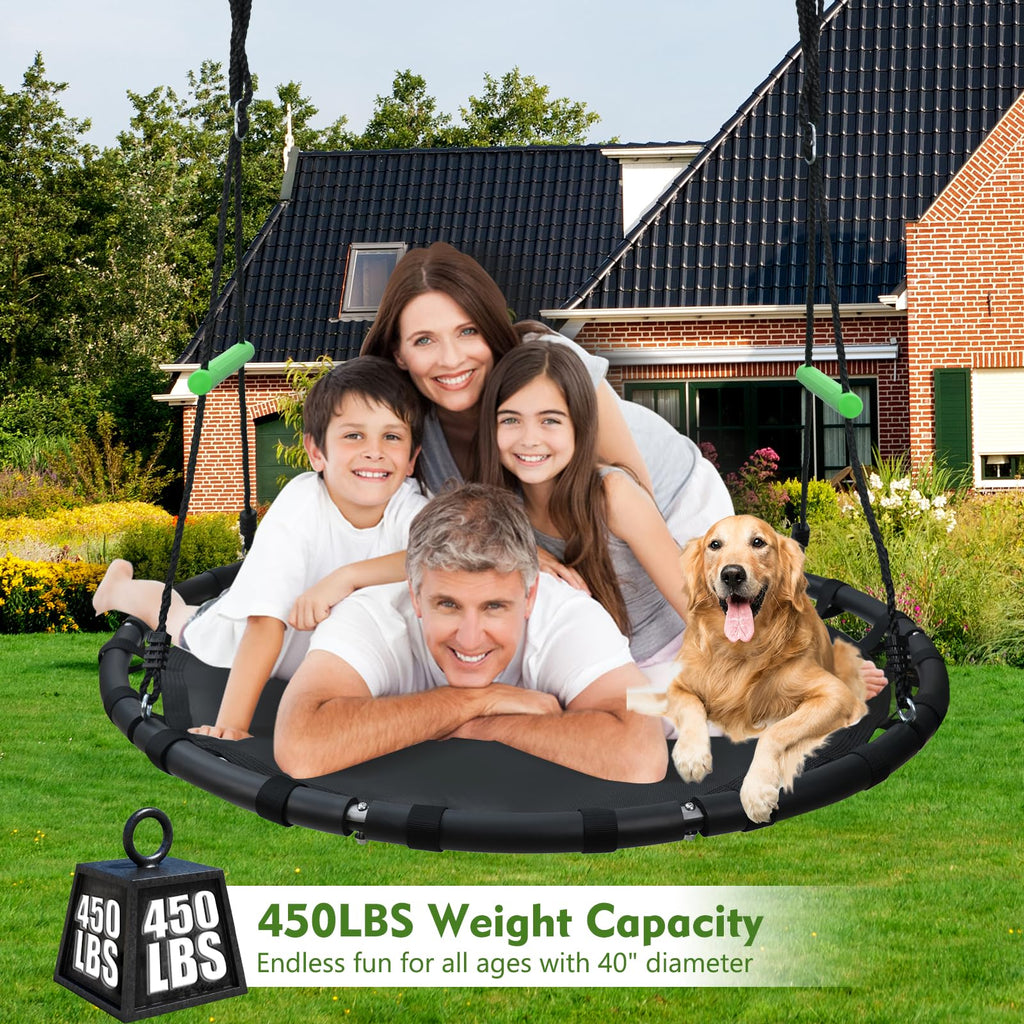 48 Inch Diameter Round Black Saucer Swing/Tree Swing Armrest Stick