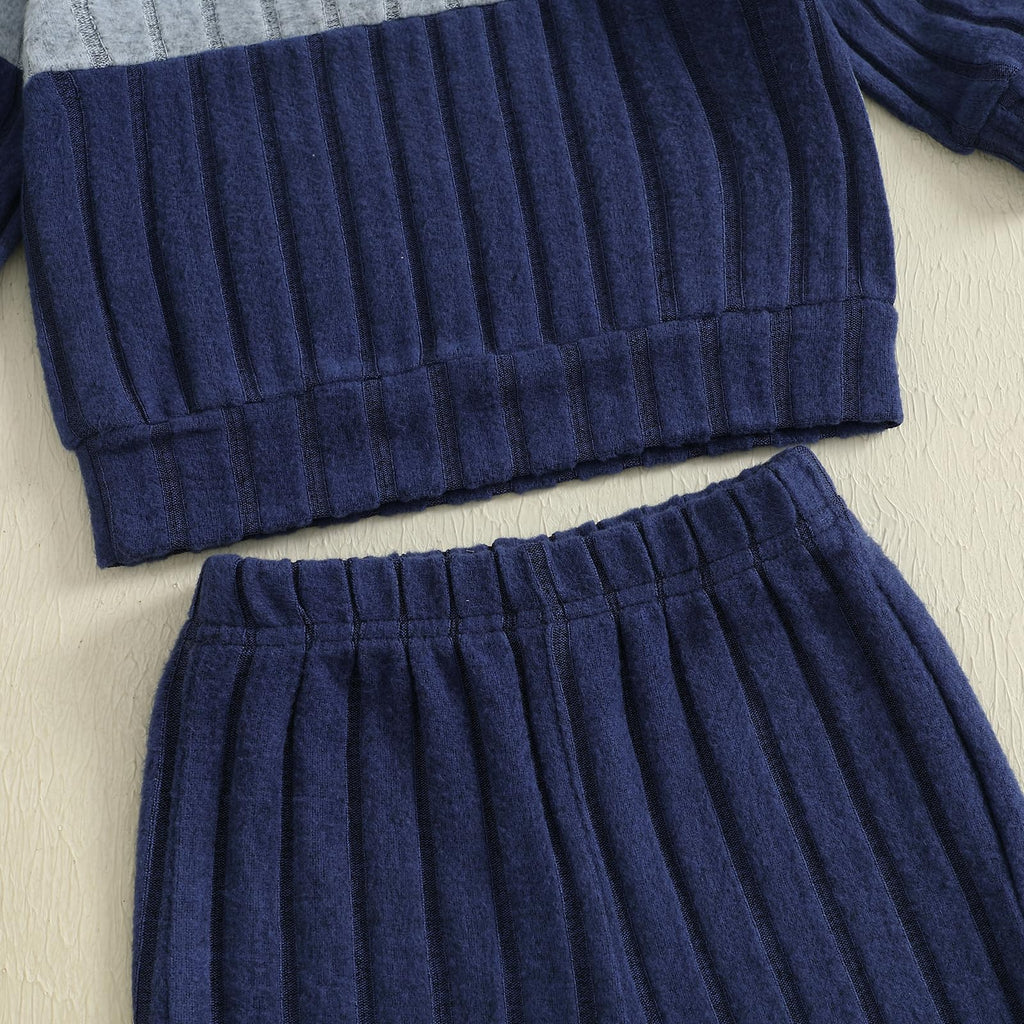 Toddler Baby Boy Outfit Long Sleeve Hoodie and Pants Fall Winter Clothes Blue