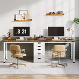 Two Person Computer Desk with 5 Drawers, 78.7 Inches Extra Long Double Office Desk