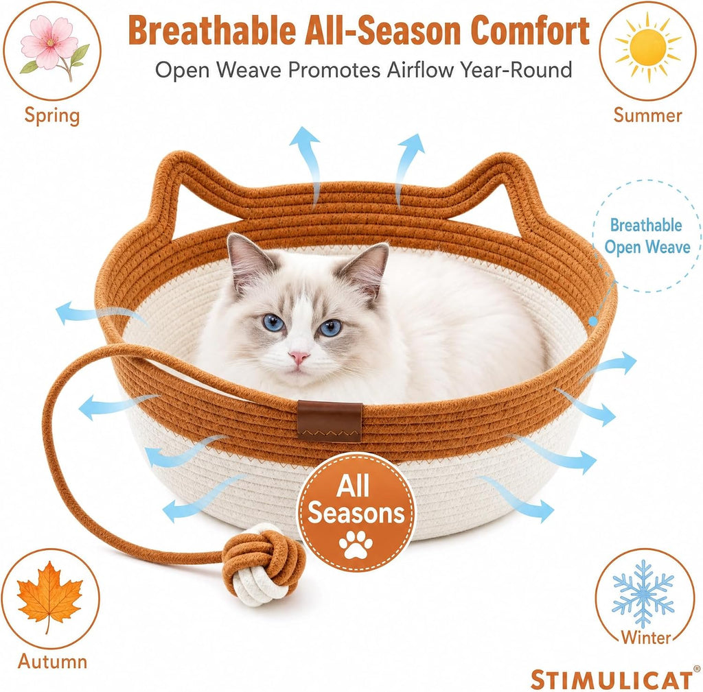 Instinct Basket Cat Bed with Cushion and Hanging Ball Toy