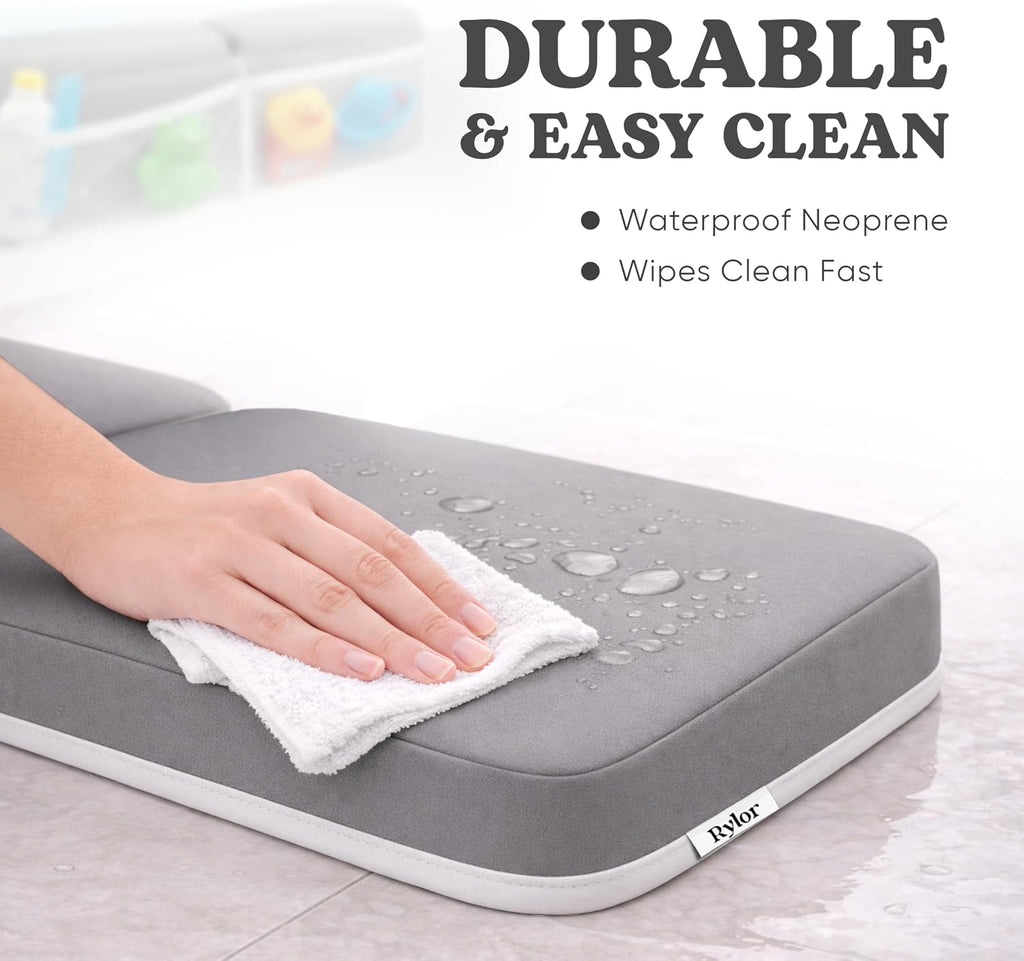Premium Baby Bath Kneeler Mat & Elbow Rest Pad Set - Comfortable Bath Kneeler and Elbow Kneeling Rest Pad