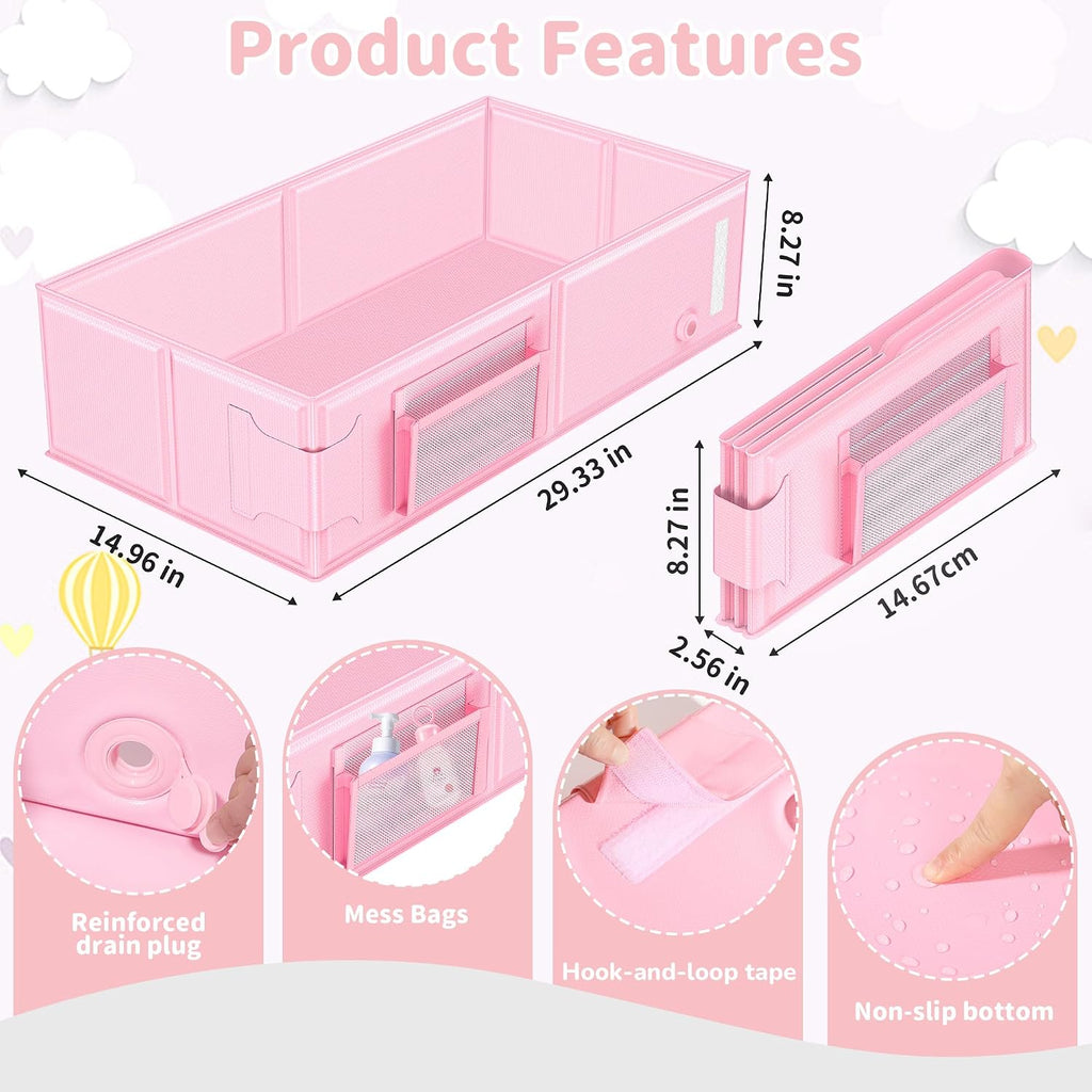 Foldable Baby Bathtub,Infant Tub for Shower, 2 in 1 Portable Toddler Tub with Rinse Cup, No Assembly Easy to