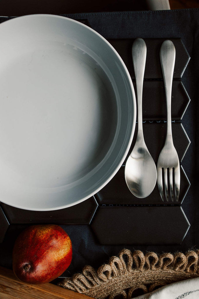 Flatware Starter, 12 Piece Set, Matte, Stainless Steel Utensils, Custom Service for 4