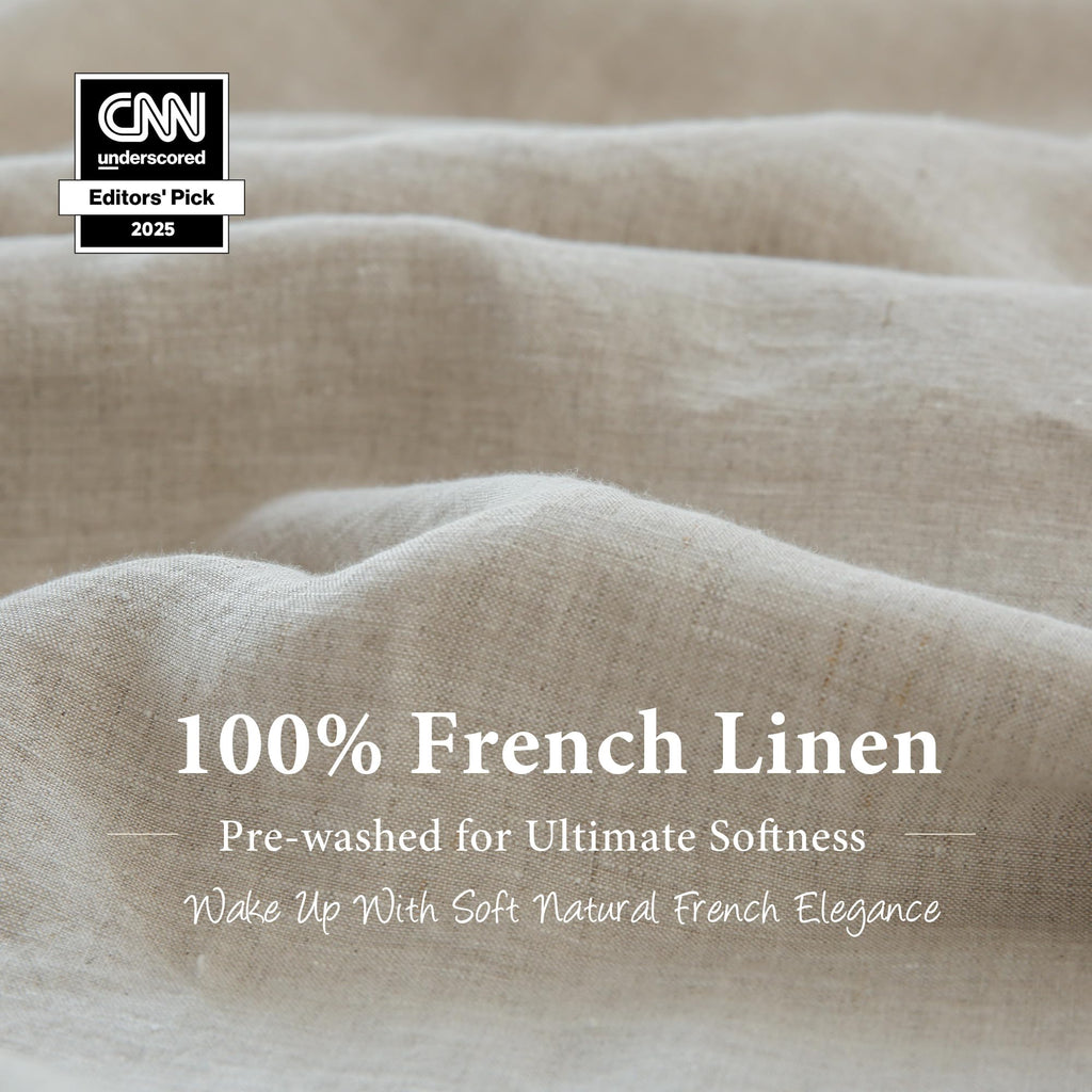100% French Linen Sheet Set -Pure Natural Flax Bed Sheet-4 Pcs Breathable Ultra Soft Farmhouse Bedding (1