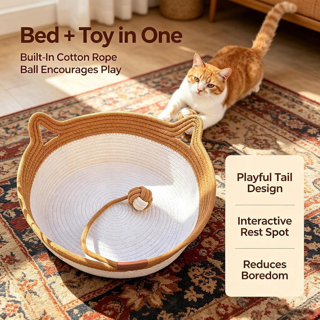 Medium Instinct Basket for Cats Rope Cotton Handwoven Cat Basket