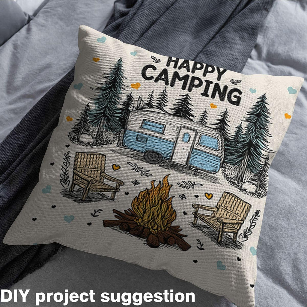 Camping Camper Rv Fabric by The Yard Rustic Farmhouse Camper Upholstery Fabric for Chairs Happy Camping Soft Flannel