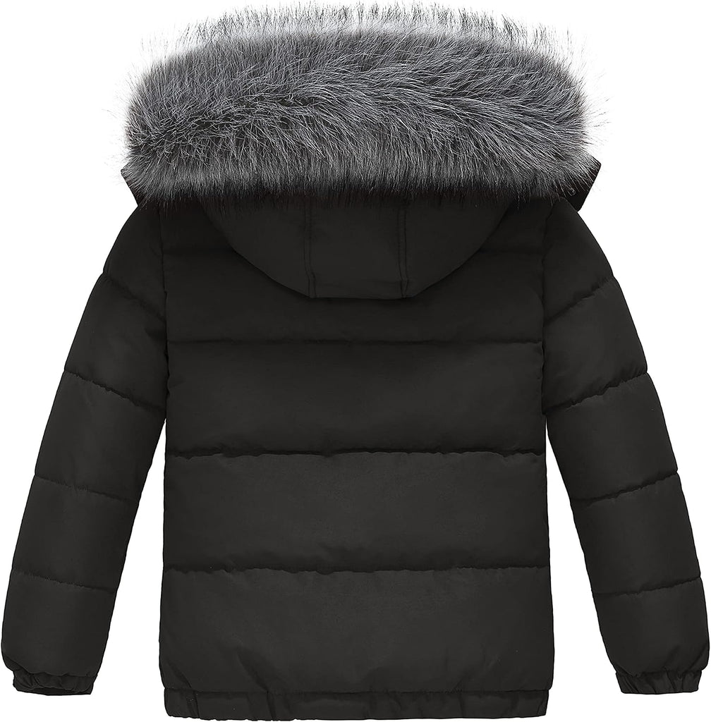Boys' Winter Coat Waterproof Puffer Jacket with Detachable Hood