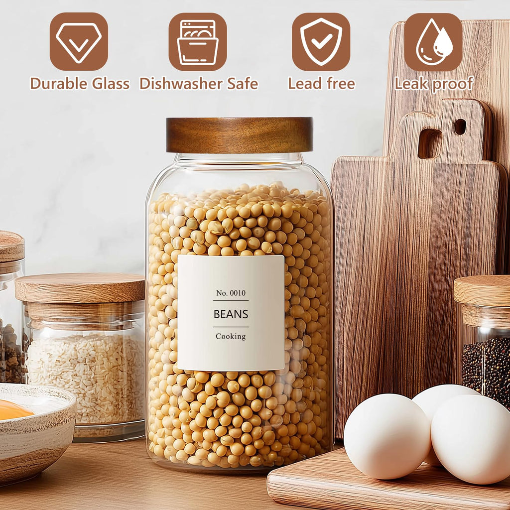 88oz Glass Jars w/Acacia Lids for Flour & Sugar Storage Containers