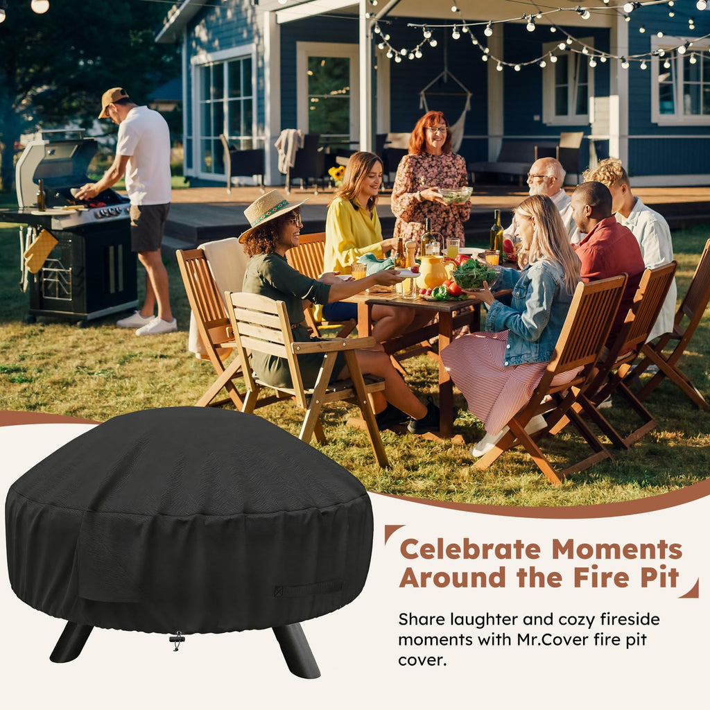 Fire Pit Cover Round 22-32inch, Heavy Duty 600D Waterproof